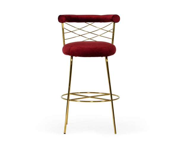 VIG Furniture Modrest Dakin Modern Glam Red & Gold Barstool VGEUMC-9700CH-BS