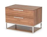 VIG Furniture Modrest Heloise - Contemporary Walnut & Stainless Steel Nightstand VGBBMB1502-NS