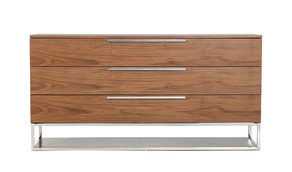 VIG Furniture Modrest Heloise - Contemporary Walnut & Stainless Steel Dresser VGBBMC1502-DRS