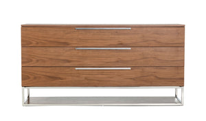 VIG Furniture Modrest Heloise - Contemporary Walnut & Stainless Steel Dresser VGBBMC1502-DRS