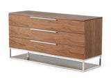 VIG Furniture Modrest Heloise - Contemporary Walnut & Stainless Steel Dresser VGBBMC1502-DRS