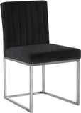 Giselle Velvet / Engineered Wood / Metal / Foam Contemporary Black Velvet Dining Chair - 18" W x 22" D x 32" H