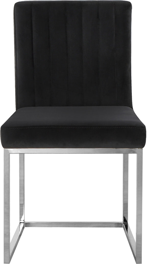 Giselle Velvet / Engineered Wood / Metal / Foam Contemporary Black Velvet Dining Chair - 18" W x 22" D x 32" H