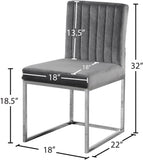 Giselle Velvet / Engineered Wood / Metal / Foam Contemporary Grey Velvet Dining Chair - 18" W x 22" D x 32" H