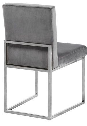 Giselle Velvet / Engineered Wood / Metal / Foam Contemporary Grey Velvet Dining Chair - 18" W x 22" D x 32" H