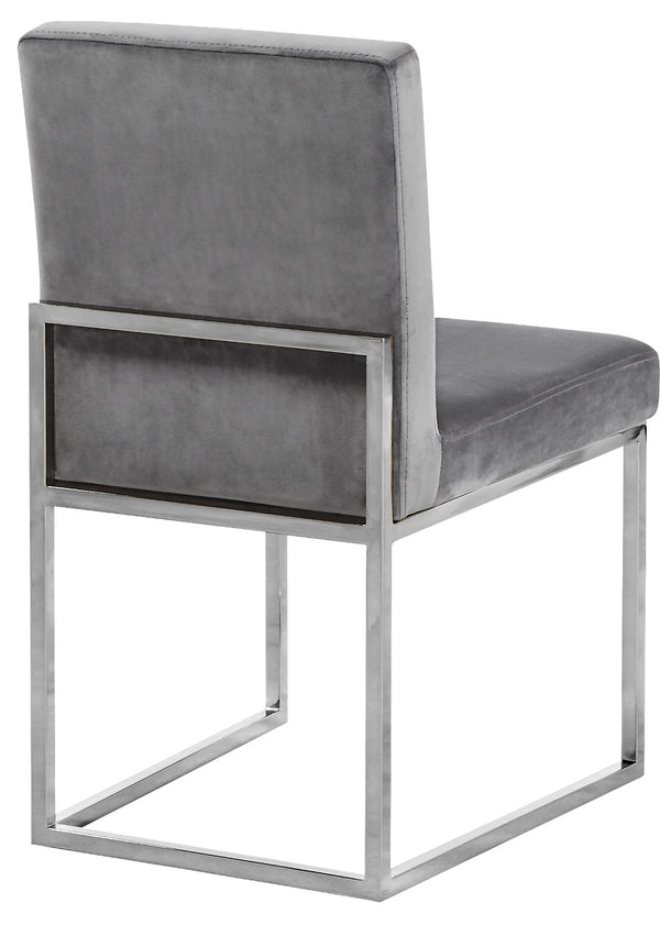Giselle Velvet / Engineered Wood / Metal / Foam Contemporary Grey Velvet Dining Chair - 18" W x 22" D x 32" H