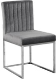 Giselle Velvet / Engineered Wood / Metal / Foam Contemporary Grey Velvet Dining Chair - 18" W x 22" D x 32" H