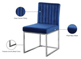 Giselle Velvet / Engineered Wood / Metal / Foam Contemporary Navy Velvet Dining Chair - 18" W x 22" D x 32" H