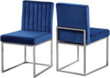 Giselle Velvet / Engineered Wood / Metal / Foam Contemporary Navy Velvet Dining Chair - 18" W x 22" D x 32" H