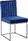 Giselle Velvet / Engineered Wood / Metal / Foam Contemporary Navy Velvet Dining Chair - 18" W x 22" D x 32" H