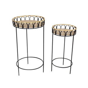 Sagebrook Home Global Set of 2 -  26/23"h Plant Stands, Brown 14691-01 Brown Metal