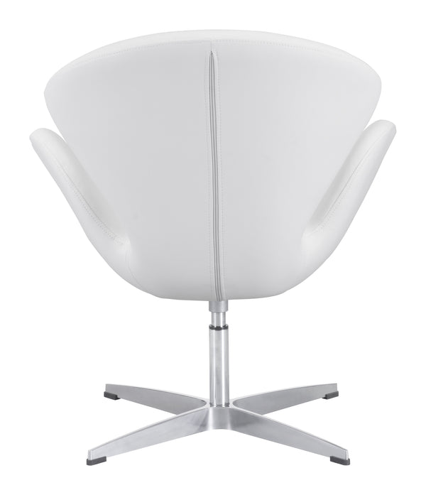 Zuo Modern Pori 100% Polyurethane, Steel Modern Commercial Grade Occasional Chair White, Silver 100% Polyurethane, Steel
