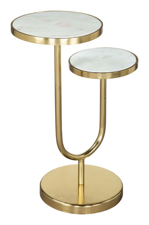 Zuo Modern Marc Marble, Iron Modern Commercial Grade Side Table White, Gold Marble, Iron
