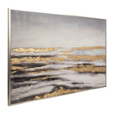 Sagebrook Home Contemporary 60x40 Horizon Hand Painted Canvas, Gray/gold 70146 Gold Polyester Canvas