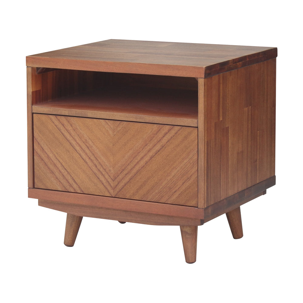 Piero Chevron Night Stand Monterey Brown