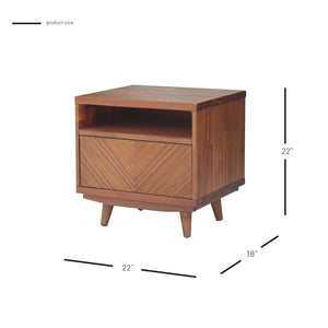 Piero Chevron Night Stand Monterey Brown