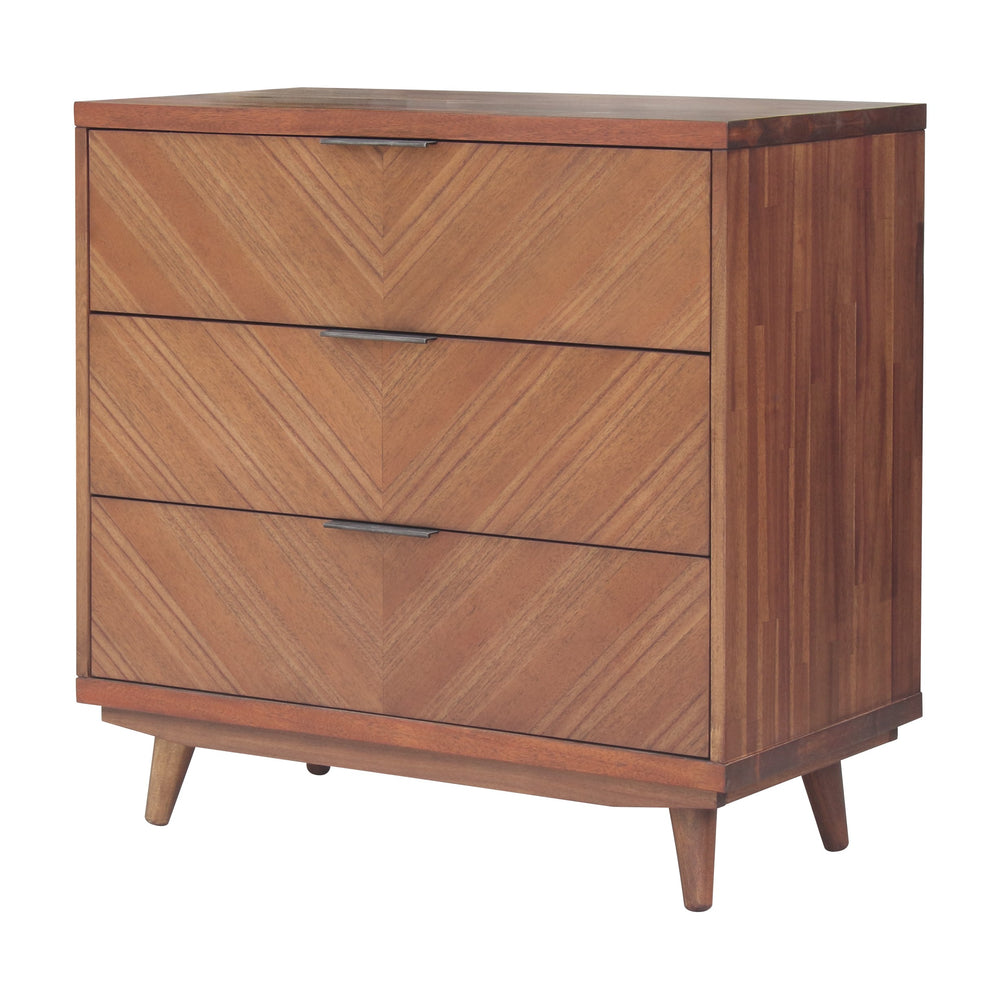 Piero Chevron Chest 3 Drawers Monterey Brown