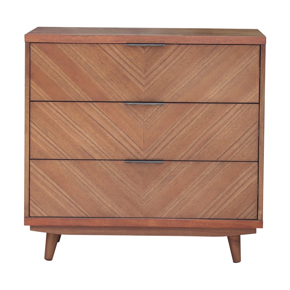 Piero Chevron Chest 3 Drawers Monterey Brown