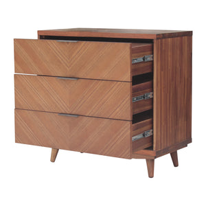 Piero Chevron Chest 3 Drawers Monterey Brown