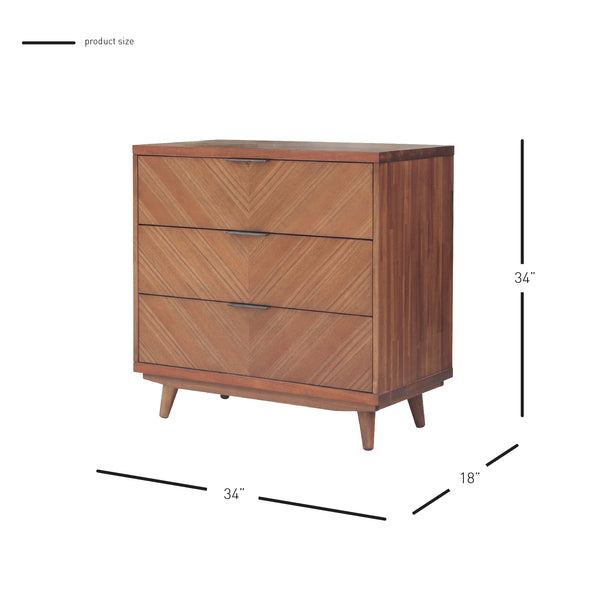 Piero Chevron Chest 3 Drawers Monterey Brown