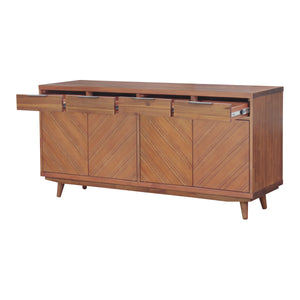 Piero Chevron Buffet 4 Drawers + 4 Doors Monterey Brown