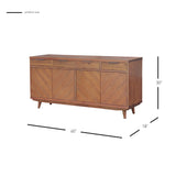 Piero Chevron Buffet 4 Drawers + 4 Doors Monterey Brown