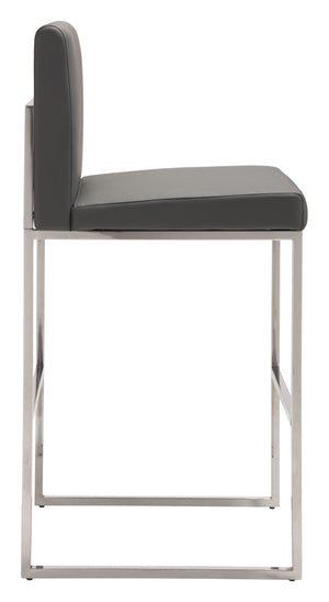 Zuo Modern Genoa 100% Polyurethane, Stainless Steel Modern Commercial Grade Barstool Gray, Silver 100% Polyurethane, Stainless Steel