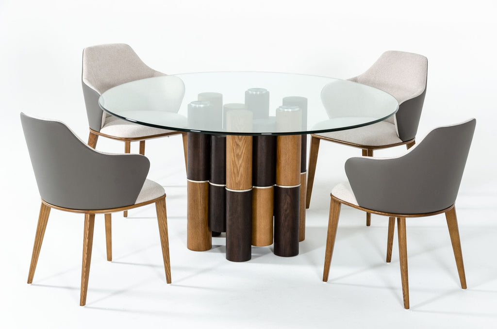 VIG Furniture Modrest Greta - Modern Glass & Walnut Dining Table VGCSRT-19070-WAL-DT