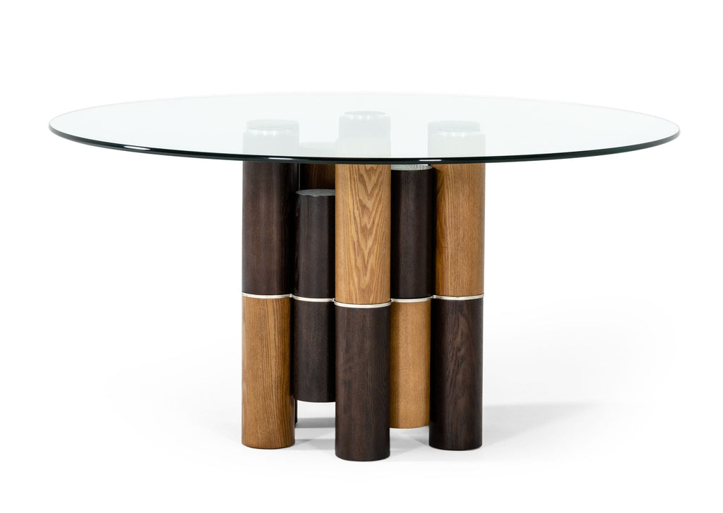 VIG Furniture Modrest Greta - Modern Glass & Walnut Dining Table VGCSRT-19070-WAL-DT