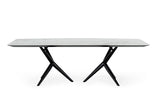 VIG Furniture Modrest Stetson - Modern White Ceramic & Smoked Ash Dining Table VGCSDT-20046-WHT-DT