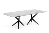 VIG Furniture Modrest Stetson - Modern White Ceramic & Smoked Ash Dining Table VGCSDT-20046-WHT-DT