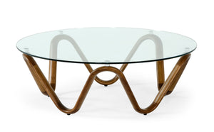 VIG Furniture Modrest Lassen - Modern Glass & Walnut Coffee Table VGCSCT-20048-WAL-CT