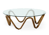 VIG Furniture Modrest Lassen - Modern Glass & Walnut Coffee Table VGCSCT-20048-WAL-CT