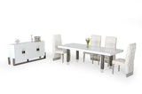 VIG Furniture Modrest Lenny- Modern White High Gloss & Stainless Steel Gun Metal Dining Table VGGMDT-1393B-WHT-DT