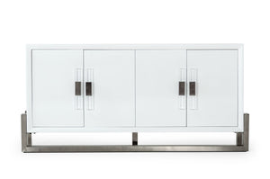 VIG Furniture Modrest Lenny - Modern White High Gloss & Stainless Steel Gun Metal Buffet VGGMW-1393B-WHT-BUF