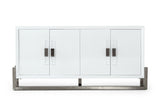VIG Furniture Modrest Lenny - Modern White High Gloss & Stainless Steel Gun Metal Buffet VGGMW-1393B-WHT-BUF