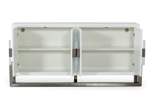 VIG Furniture Modrest Lenny - Modern White High Gloss & Stainless Steel Gun Metal Buffet VGGMW-1393B-WHT-BUF