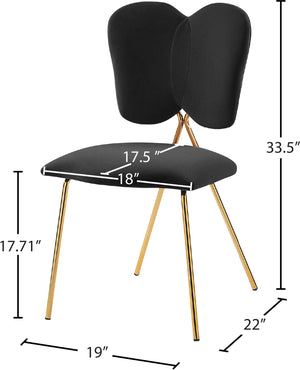Angel Velvet / Engineered Wood / Iron / Foam Contemporary Black Velvet Dining Chair - 19" W x 22" D x 33.5" H