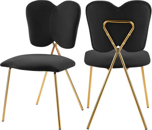 Angel Velvet / Engineered Wood / Iron / Foam Contemporary Black Velvet Dining Chair - 19" W x 22" D x 33.5" H