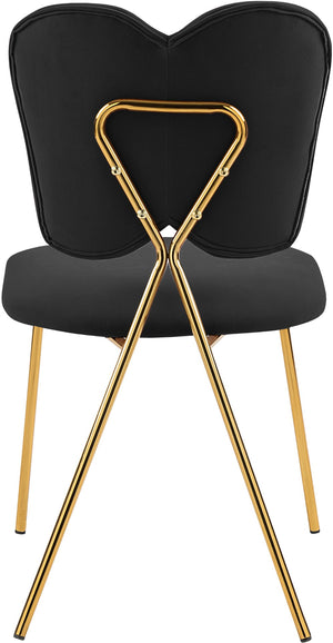 Angel Velvet / Engineered Wood / Iron / Foam Contemporary Black Velvet Dining Chair - 19" W x 22" D x 33.5" H