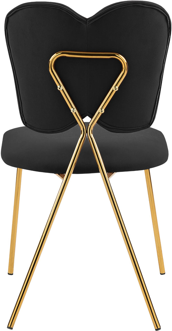 Angel Velvet / Engineered Wood / Iron / Foam Contemporary Black Velvet Dining Chair - 19" W x 22" D x 33.5" H