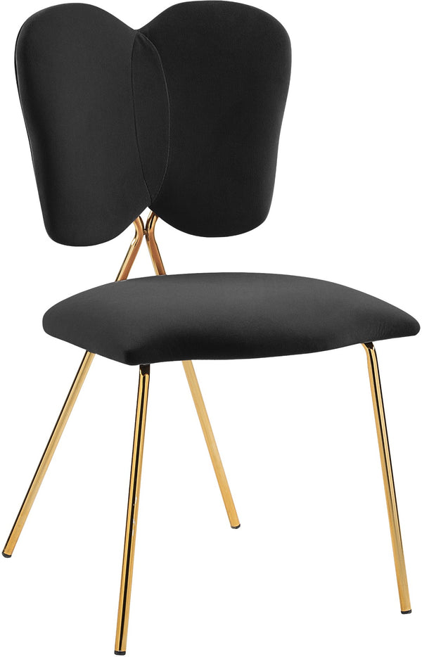 Angel Velvet / Engineered Wood / Iron / Foam Contemporary Black Velvet Dining Chair - 19" W x 22" D x 33.5" H