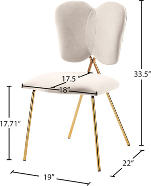 Angel Velvet / Engineered Wood / Iron / Foam Contemporary Cream Velvet Dining Chair - 19" W x 22" D x 33.5" H