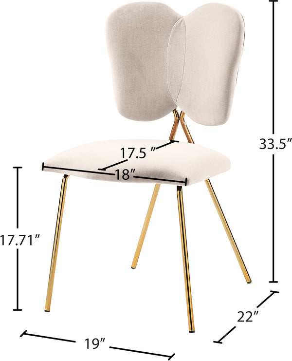 Angel Velvet / Engineered Wood / Iron / Foam Contemporary Cream Velvet Dining Chair - 19" W x 22" D x 33.5" H