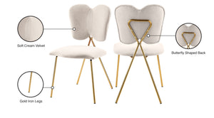 Angel Velvet / Engineered Wood / Iron / Foam Contemporary Cream Velvet Dining Chair - 19" W x 22" D x 33.5" H