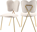 Angel Velvet / Engineered Wood / Iron / Foam Contemporary Cream Velvet Dining Chair - 19" W x 22" D x 33.5" H