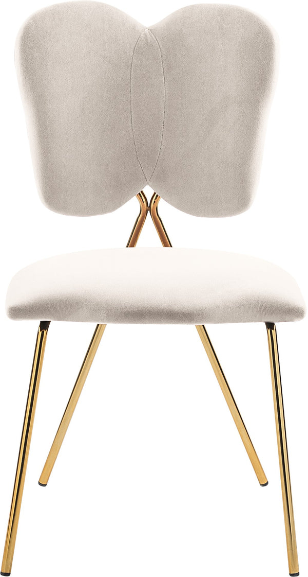 Angel Velvet / Engineered Wood / Iron / Foam Contemporary Cream Velvet Dining Chair - 19" W x 22" D x 33.5" H