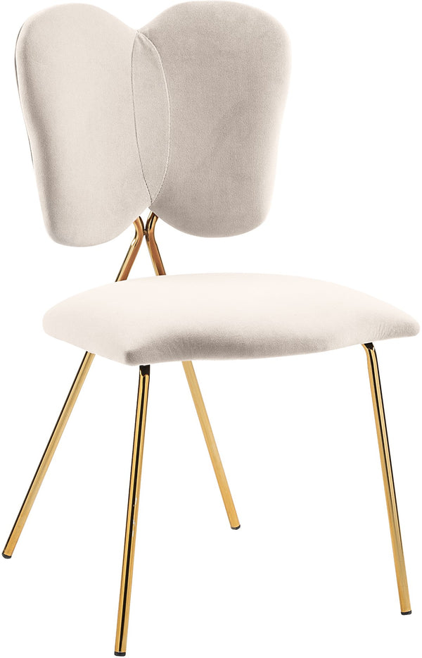 Angel Velvet / Engineered Wood / Iron / Foam Contemporary Cream Velvet Dining Chair - 19" W x 22" D x 33.5" H