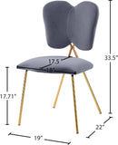 Angel Velvet / Engineered Wood / Iron / Foam Contemporary Grey Velvet Dining Chair - 19" W x 22" D x 33.5" H