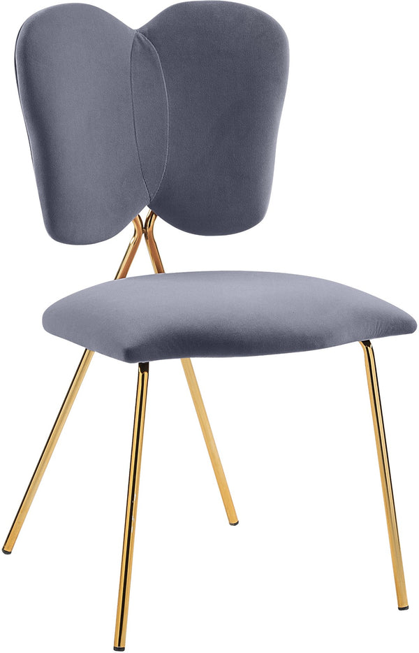 Angel Velvet / Engineered Wood / Iron / Foam Contemporary Grey Velvet Dining Chair - 19" W x 22" D x 33.5" H